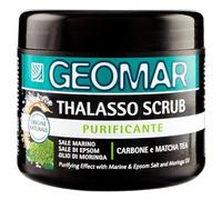 GEOMAR | Thalasso Exfoliante Purificante, Con Sal Marina, Sales de Epsom, Aceite de Moringa y Extractos de Carbón y Té Matcha, 95% de Origen Natural, Made in Italy, 600 g