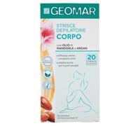 Geomar Tiras depilatorias piernas Brazos con Aloe Vera y Argán 20 Unidades + 4 toallitas Amarilla, L, 10 Unidades