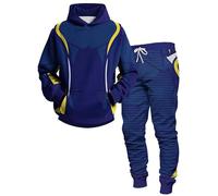 Geometría 3D Sudaderas con Capucha y Joggers Estampados en Todo el Conjunto de chándal Conjunto de Dos Piezas para Hombres Mujeres Moda Streetwear Ropa Deportiva