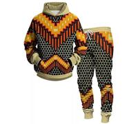 Geometría 3D Sudaderas con Capucha y Joggers Estampados en Todo el Conjunto de chándal Conjunto de Dos Piezas para Hombres Mujeres Moda Streetwear Ropa Deportiva