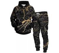 Geometría 3D Sudaderas con Capucha y Joggers Estampados en Todo el Conjunto de chándal Conjunto de Dos Piezas para Hombres Mujeres Moda Streetwear Ropa Deportiva