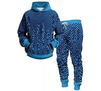 Geometría 3D Sudaderas con Capucha y Joggers Estampados en Todo el Conjunto de chándal Conjunto de Dos Piezas para Hombres Mujeres Moda Streetwear Ropa Deportiva