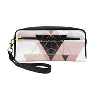 Geometría De Mármol De Oro Rosa Triángulo, Bolsa de Maquillaje Bolsa de cosméticos Bolsa de Aseo de Viaje portátil Estuche de Cuero para Mujeres y niñas