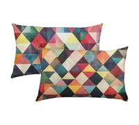 Geometría Fundas Cojines 40x60 Lino Juego de 2, Lujosas Funda Cojin Colorful Súper Suaves y Cómodas, Funda de Almohada con Cremallera Oculta, Fácil Cuidado, Adecuado para Sofá, Cama, Silla S-376