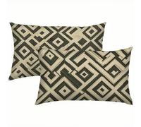 Geometría Fundas Cojines 40x70 Terciopelo Juego de 2, Funda Cojin Verde Oliva Súper Suaves y Cómodas, Funda de Almohada con Cremallera Oculta, Durable y Fácil Cuidado, para Sofá, Cama, Silla S6-354
