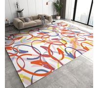 Geometría Grafiti Abstracto Líneas Coloridas Alfombra de área, Creatividad Estampado Alfombras de Fondo Blanco, Alfombra Antideslizante, Aplica a la Entrada al Dormitorio del salón (150x210cm)