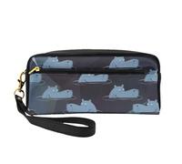 Geometría Gris hipopótamos, Bolsa de Maquillaje Bolsa de cosméticos Bolsa de Aseo de Viaje portátil Estuche de Cuero para Mujeres y niñas