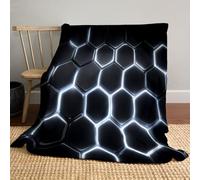 Geometría Hexagonal Manta Estampada 220x240cm, Suave Y Cómodo Manta Sofa Estilo Futurista para Sala De Estar Dormitorio Sofá Reclinable Dormitorio