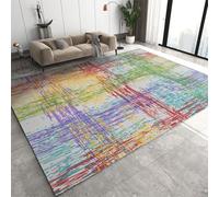 Geometría Moderna: Alfombra de Rayas Coloridas, líneas abstractas, alfombras Coloridas para salón, alfombras Lavables Antideslizantes, aplicables al Dormitorio, habitación de los niños. (70x120cm)