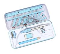 Geometría profesional Conjunto de 8 piezas Herramientas matemáticas con reglas de cálculo de compass de metal instrumentos de dibujo para la oficina escolar.