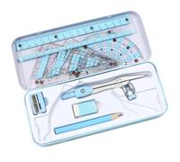 Geometría profesional Conjunto de 8 piezas Herramientas matemáticas con reglas de cálculo de compass de metal instrumentos de dibujo para la oficina escolar