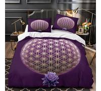 Geometría Sagrada Funda de Edredón Estampado 3D Juego de 3 Piezas Suave Cremallera Oculta incluye Fundas de Almohada Diseño espiritual simbólico Funda Edredon for Adolescentes Double（200x200cm）