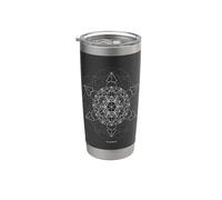 Geometría Sagrada Metatrones Cube Dot work Vaso térmico de acero inoxidable de doble pared