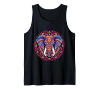 Geometría Sagrada Naturaleza Elefante Estética Mandala Flor Camiseta sin Mangas