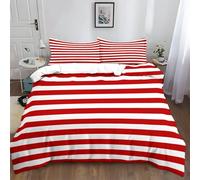 Geometría Simple Rayas Rojas. Funda Nordica Cama 135 para Niños Adultos Rojo Nordico Cama 135 con Cremallera cómodo y Transpirable Microfibra Fundas Nordicas 240x220 cm + 2 Fundas de Almohada