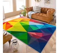 GeometríA SóLida Abstracta Alfombra de Franela Antideslizante Vistoso Alfombras Lavables de Pelo Corto, Hipoalergénica, Alfombra Interior para Salón, Dormitorio y Entrada 60x90 cm