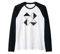 Geometric 8 Triangle Shapes Abstract Geometry Art Distressed Camiseta Manga Raglan