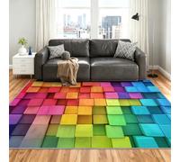 Geometric Alfombra 200x250cm, 3D Building Blocks Alfombras for Living Room