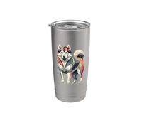 Geometric Art Alaskan Klee Kai Vaso térmico de acero inoxidable de doble pared