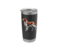 Geometric Art Brittany Dog Brittany Spaniel Vaso térmico de acero inoxidable de doble pared