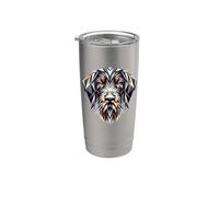 Geometric Art German Wirehaired Pointer Vaso térmico de acero inoxidable de doble pared