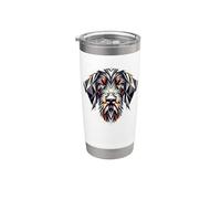 Geometric Art German Wirehaired Pointer Vaso térmico de acero inoxidable de doble pared