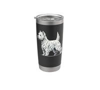 Geometric Art West Highland White Terrier Westie Vaso térmico de acero inoxidable de doble pared