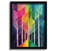 Geometric Forest Abstract Wall Art Bright Colours Painting Poster Print Picture Poster A4 - Inspirador Motivacional Arte de la pared Vida diaria Cita alentadoras frases cortas famosas palabras inspir
