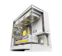 Geometric Future GEO-M3F-W - Carcasa panorámica de vidrio templado de doble cámara Micro-ATX para PC, 5 ventiladores PWM ARGB preinstalados de 120 mm x 30 mm, USB tipo C, soporte de radiador de 360 mm