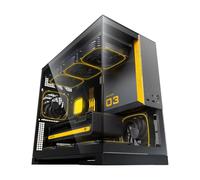 Geometric Future Modelo 3 Panorámico de vidrio templado de doble cámara Micro-ATX Tower PC Case, 5 ventiladores PWM ARGB preinstalados de 120 mm x 30 mm, USB tipo C, soporte de radiador de 360 mm