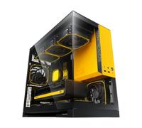 Geometric Future Modelo 3 Panorámico de vidrio templado de doble cámara Micro-ATX Tower PC Case, 5 ventiladores PWM ARGB preinstalados de 120 mm x 30 mm, USB tipo C, soporte de radiador de 360 mm