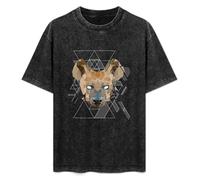 Geometric Hyena Wildlife Strong Beast T-Shirt Mens Unisex Black Tees XL
