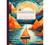Geometric Serenity Composition Notebook | Stained Glass Sunset College-Ruled Notebook: Vibrant Sunset Seascape Design | 110 Pages | 7.5" x 9.25" | Ideal for Students, Artists, and Dreamers