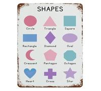 Geometric Shapes Math Geometry Educational Metal Tin Sign Vintage Style Classroom Poster Wall Art Decor Chart 8 X 12 in