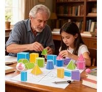 Geometric Solids, Classroom Pattern Teaching Blocks, 20-Piece Folding Perspective Educational For Homeschool Kindergarten Education Kids Teacher Students Parents