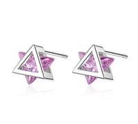 Geometric Zircon Triangle Stud Earrings Fan Crystal Ear Jewelry for Women Gift