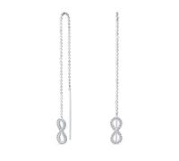 Geométrica Figura Ocho Pave Cz Largo De La Cadena De Bolas Romántico Nudo De Amor Símbolo Infinito Pendientesenhebrador Para Mujeres Adolescentes .925 Plata De Ley