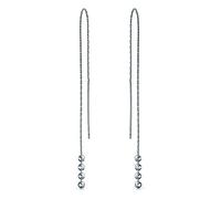 Geométrica Minimalista Elegancia Larga Cadena Delgada Simple Cuatro Abalorios Bola Enhebrador Pendientespara Mujeres Adolescentes .925 Plata De Ley