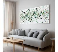 Geométrico Abstracto Cuadrados Pequeños Elegante cuadro de lienzo enmarcado Contemporáneo para decoración de cocina, comedor y pasillo, con kit de fijación requiere montaje autoinstalable 120 x 60 cm