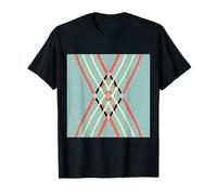 Geométrico Abstracto Patrón Retro Línea Arte Suave Verde Naranja Camiseta