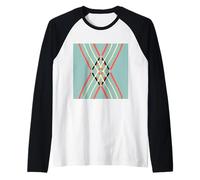Geométrico Abstracto Patrón Retro Línea Arte Suave Verde Naranja Camiseta Manga Raglan