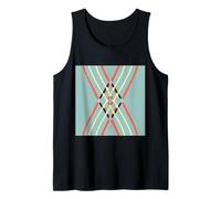 Geométrico Abstracto Patrón Retro Línea Arte Suave Verde Naranja Camiseta sin Mangas