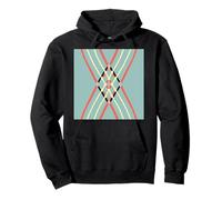 Geométrico Abstracto Patrón Retro Línea Arte Suave Verde Naranja Sudadera con Capucha