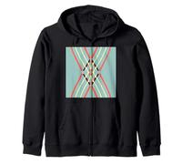 Geométrico Abstracto Patrón Retro Línea Arte Suave Verde Naranja Sudadera con Capucha