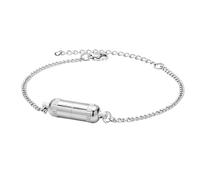 Geométrico de acero inoxidable con compartimento extraíble para pastillas para recuerdos, 16 5 cm de longitud, acero inoxidable geométrico con soporte extraíble para cadena ajustable de viaje