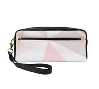 Geométrico De Oro Rosa, Bolsa de Maquillaje Bolsa de cosméticos Bolsa de Aseo de Viaje portátil Estuche de Cuero para Mujeres y niñas