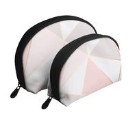 Geométrico De Oro Rosa, Bolsa de Maquillaje de Concha, Monedero pequeño para Mujer, Bolsa de artículos de tocador, Bolsa de cosméticos, 2 Piezas