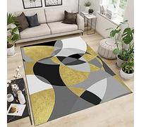 geométrico Dorado Alfombras de área Grande, patrón Abstracto Alfombras de Corredor, Tapete Antideslizante para Piso, Alfombra Rectangular para Sala Dormitorio Cocina Comedor, 120 x 160cm