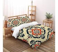 geométrico Floral Juego De Funda para Edredón 3 Piezas 3D Impresa Patrón Floral Motifs con Cremallera Y Funda De Almohada Double（200x200cm） 100% Microfibra Juego De Cama para