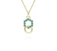 Geométrico Hexágono y Redondo Uniones Con Esmeralda Colgante En 9ct Oro Amarillo